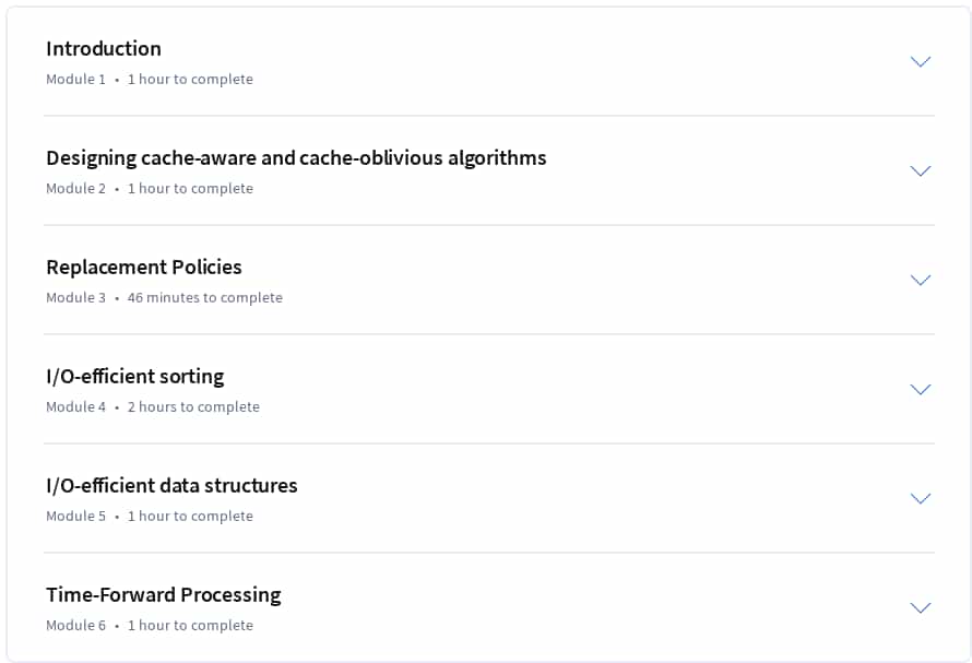 Course topics · Coursera — I/O-efficient algorithms 2025-1