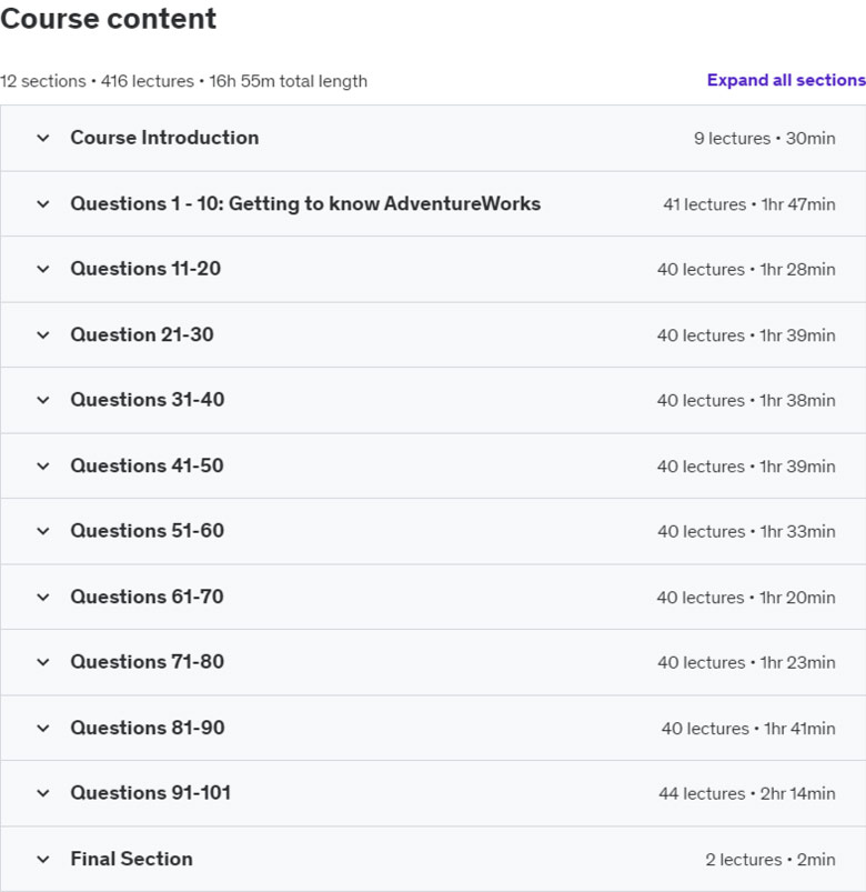 Course topics · Udemy — 101 Practice SQL Questions: Basic to Advanced 2022-10