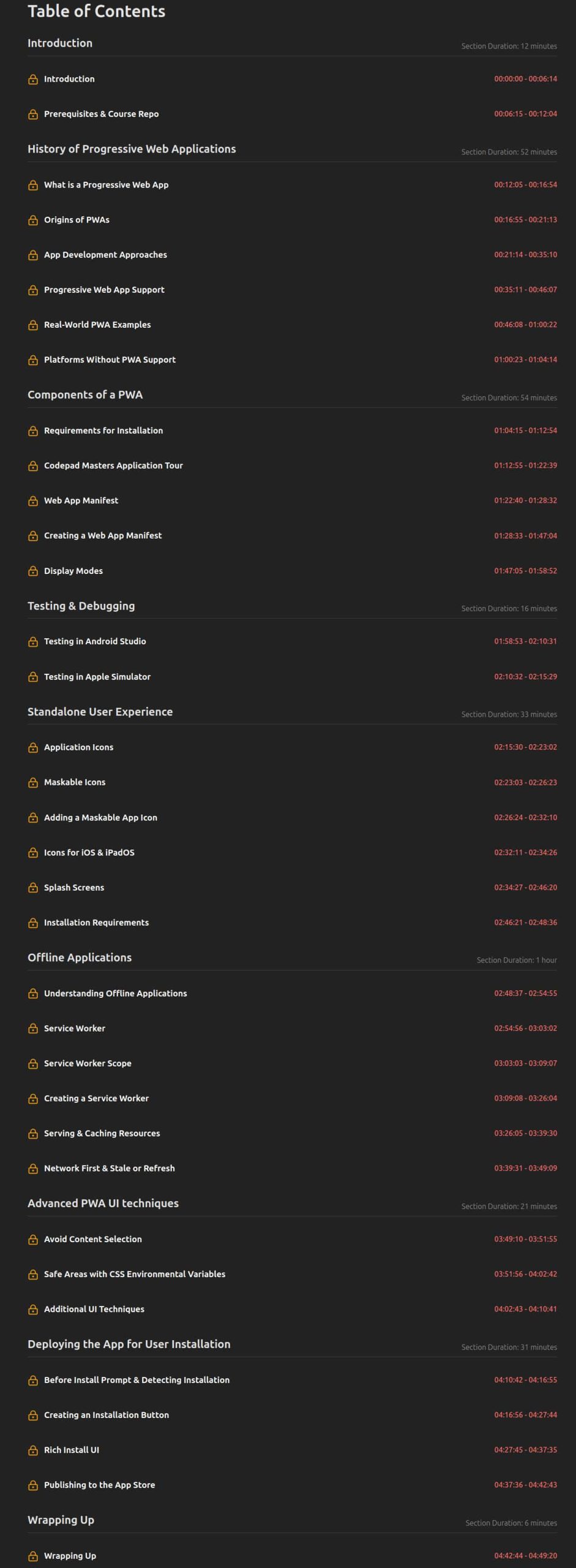 Course topics · Frontend Masters — PWAs: You Might Not Need That App Store 2024-8