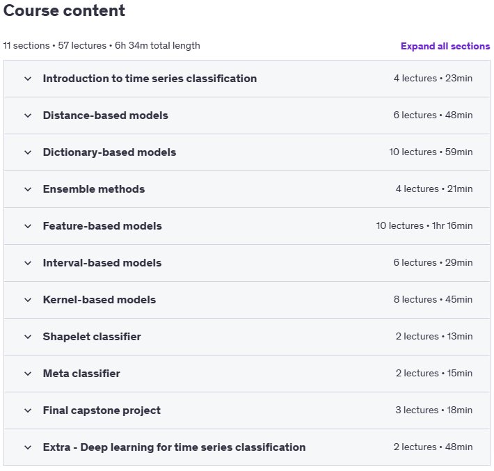 Course topics · Time Series Classification in Python 2024-12