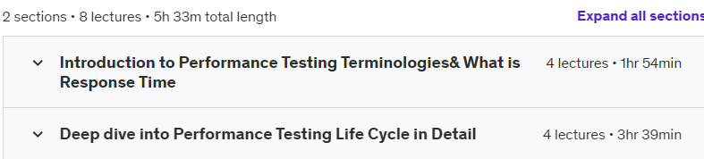 Course topics · Udemy — Learn Performance Testing with JMeter from Scratch to Pro 2024-10