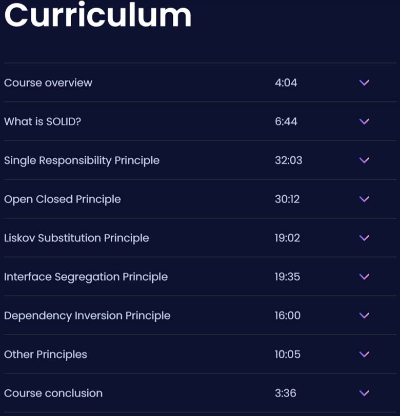 Course topics · Dometrain — From Zero to Hero: SOLID Principles for C# Developers 2024-6
