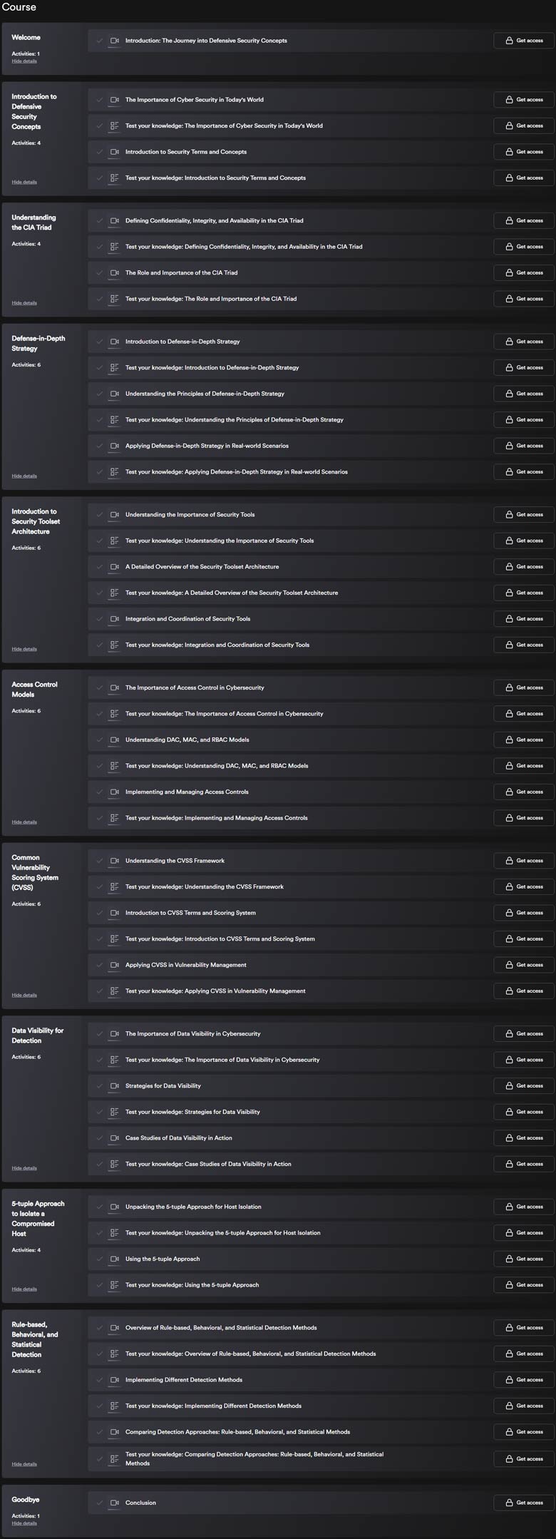Course topics · INE — Defensive Security Concepts 2023-12