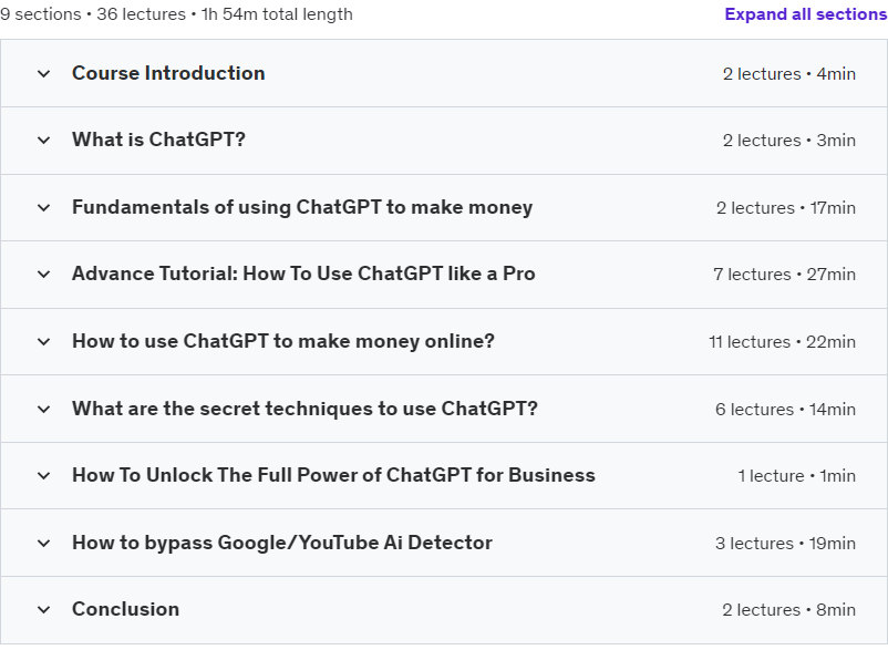 Course topics · Secrets to Making Money with ChatGPT: From Beginner to Pro 2023-1