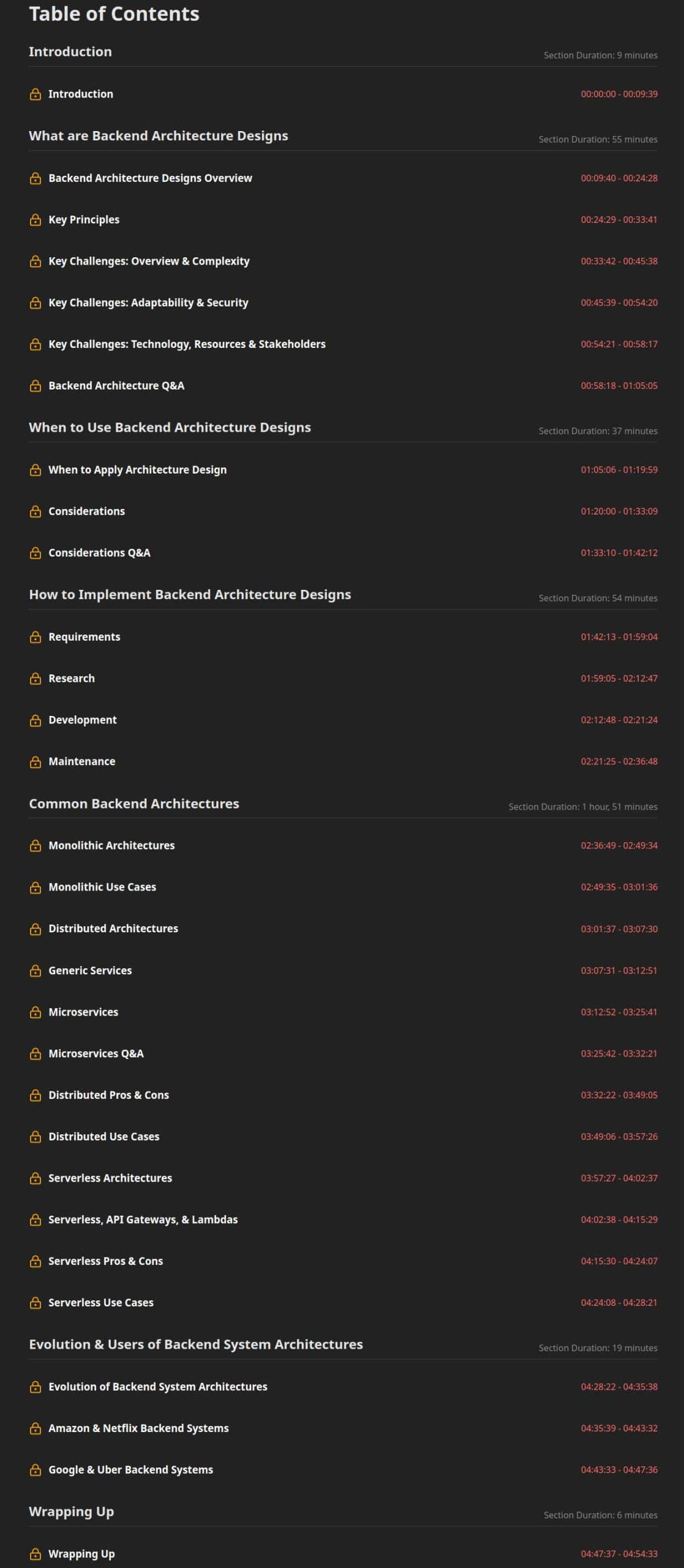 Course topics · Introduction to Backend Architectures 2024-7