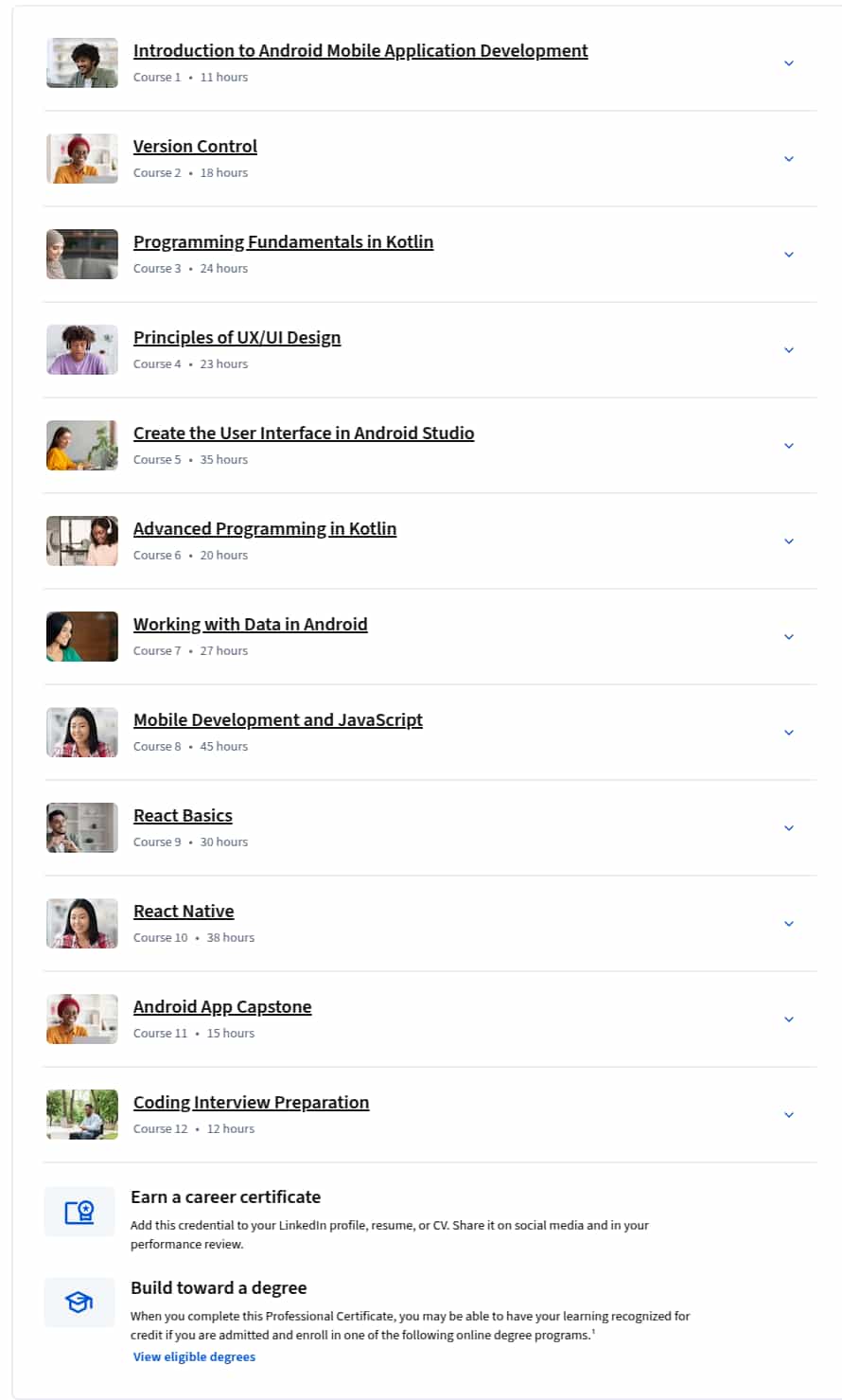 Course topics · Coursera — Meta Android Developer Professional Certificate 2025-7