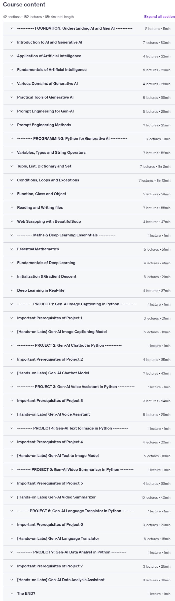 Course topics · Generative AI Masterclass: Python, HuggingFace & 7 Projects 2025-9