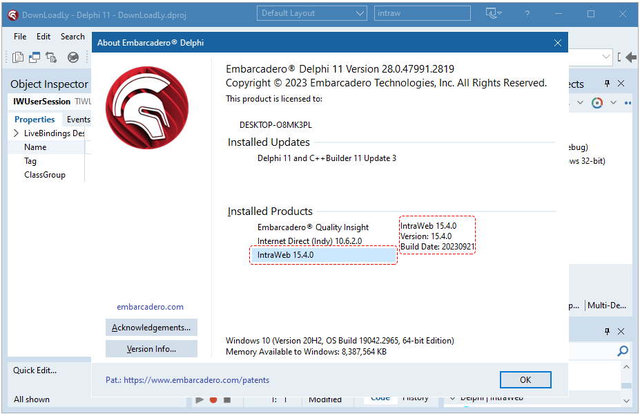 الصور · إصدار IntraWeb Ultimate Edition 16.2.6