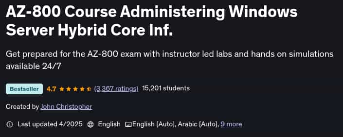 चित्र · एज़-800 पाठ्यक्रम प्रबंधन Windows सर्वर हाइब्रिड कोर 2025-4