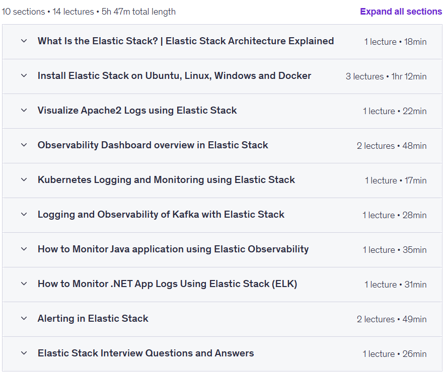 موضوعات الدورة · ElasticSearch 8، Logstash ، Kibana ، Filebeat:Elastic Stack 2025-5