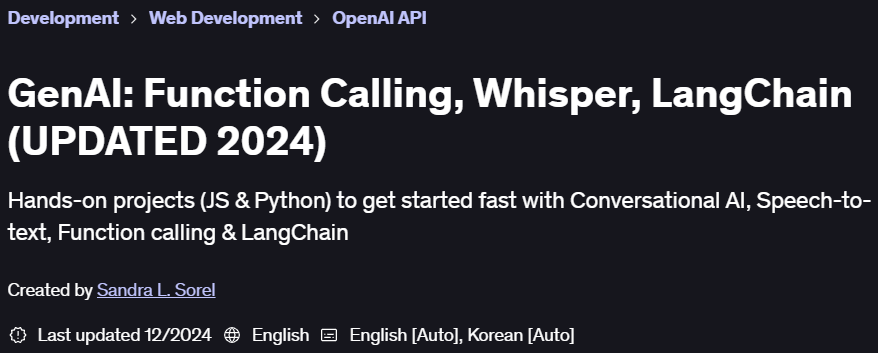 Pictures · Udemy — GenAI: Function Calling, Whisper, LangChain (UPDATED 2024) 2023-10