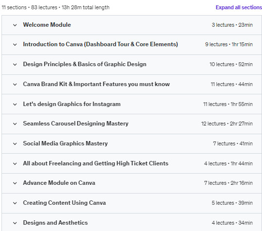 Course topics · Udemy — Canva Course 2022: Become A Canva Expert 2022-8