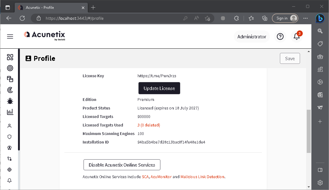 Imágenes · Acunetix Web Vulnerability Scanner 24.8.2