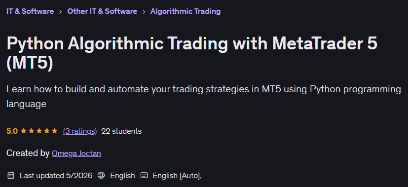 画像 · Python アルゴリズム取引 MetaTrader 5 (MT5) 2026-3