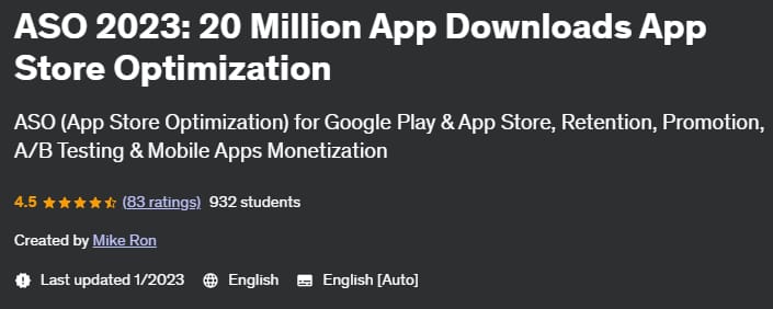 Pictures · Udemy — ASO 2023: 20 Million App Downloads App Store Optimization 2021-12