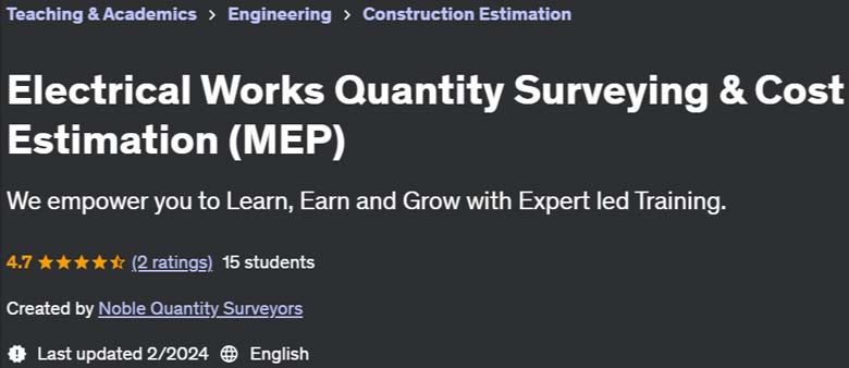 Pictures · Udemy — Electrical Works Quantity Surveying & Cost Estimation (MEP) 2024-2