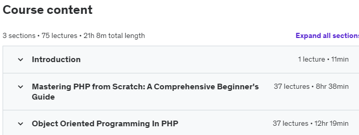 Course topics · Udemy — Become a PHP Pro: A Step-by-Step Guide for Beginners 2023 2023-04