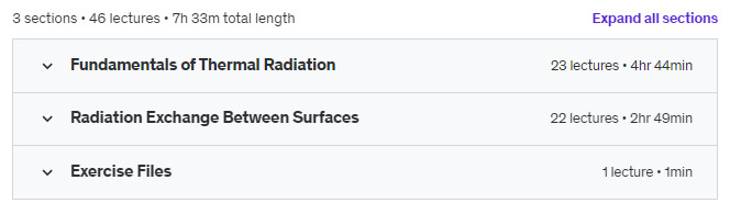 Course topics · Udemy — Advanced Heat Transfer: Thermal Radiation 2021-4