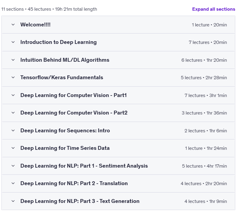 Course topics · Udemy — Deep Learning Mastery: Build your AI Foundation 2025-3