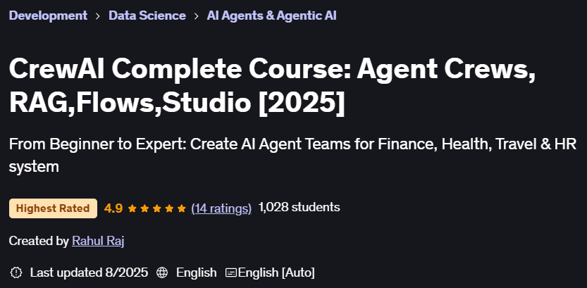 Pictures · Udemy — CrewAI Complete Course: Agent Crews, RAG,Flows,Studio [2025] 2025-8