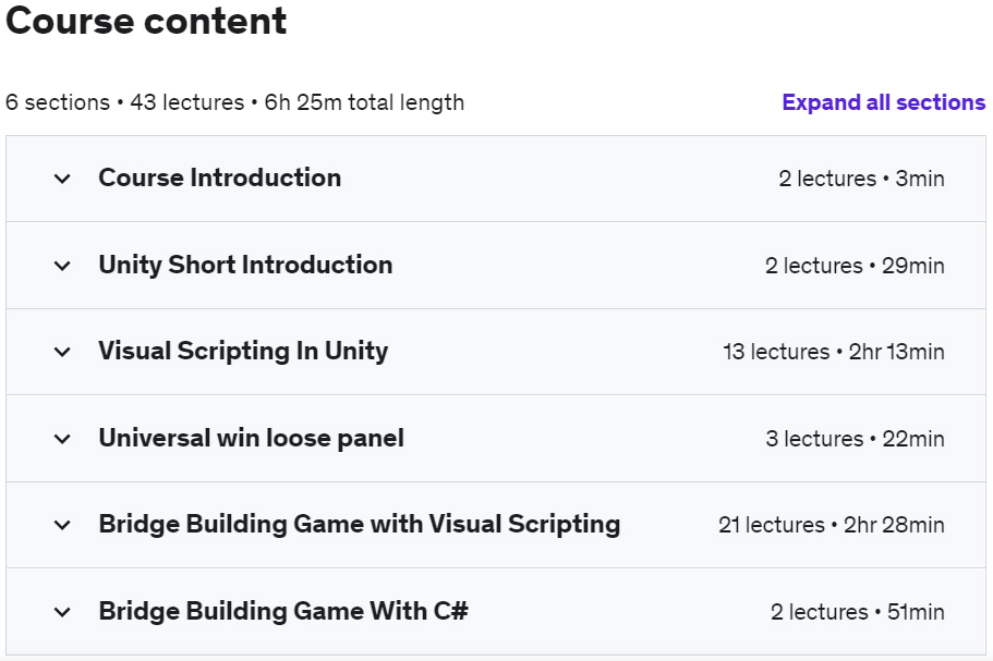 Course topics · Udemy — Master Visual Scripting in Unity by Making Advanced Games 2022-11