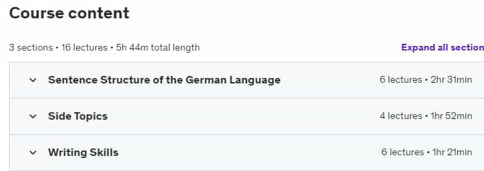 Course topics · Udemy — Learn German Language: Best German B2 Course [Advanced 2] 2023-8