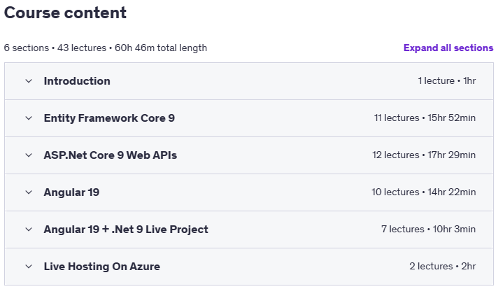 موضوعات الدورة · أضف تعليقًا لـ Clean Architecture Full-Stack Bootcamp: .NET 9 & زاوية 19 2025-6