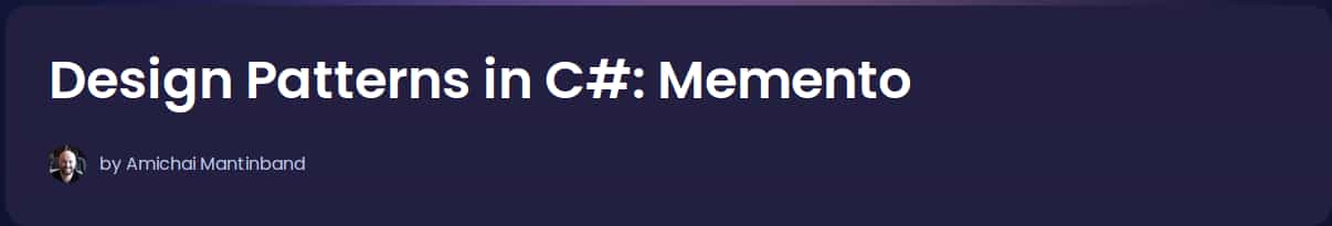Pictures · Dometrain — Design Patterns in C#: Memento 2024-11