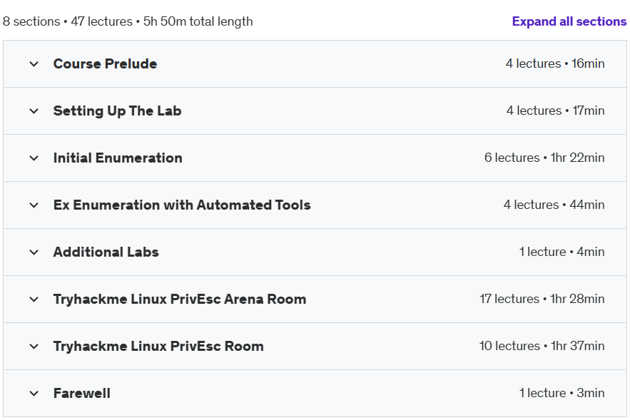 Course topics · Udemy — Advanced Linux Priviledge Escalation For OSCP & Beyond! 2024-11