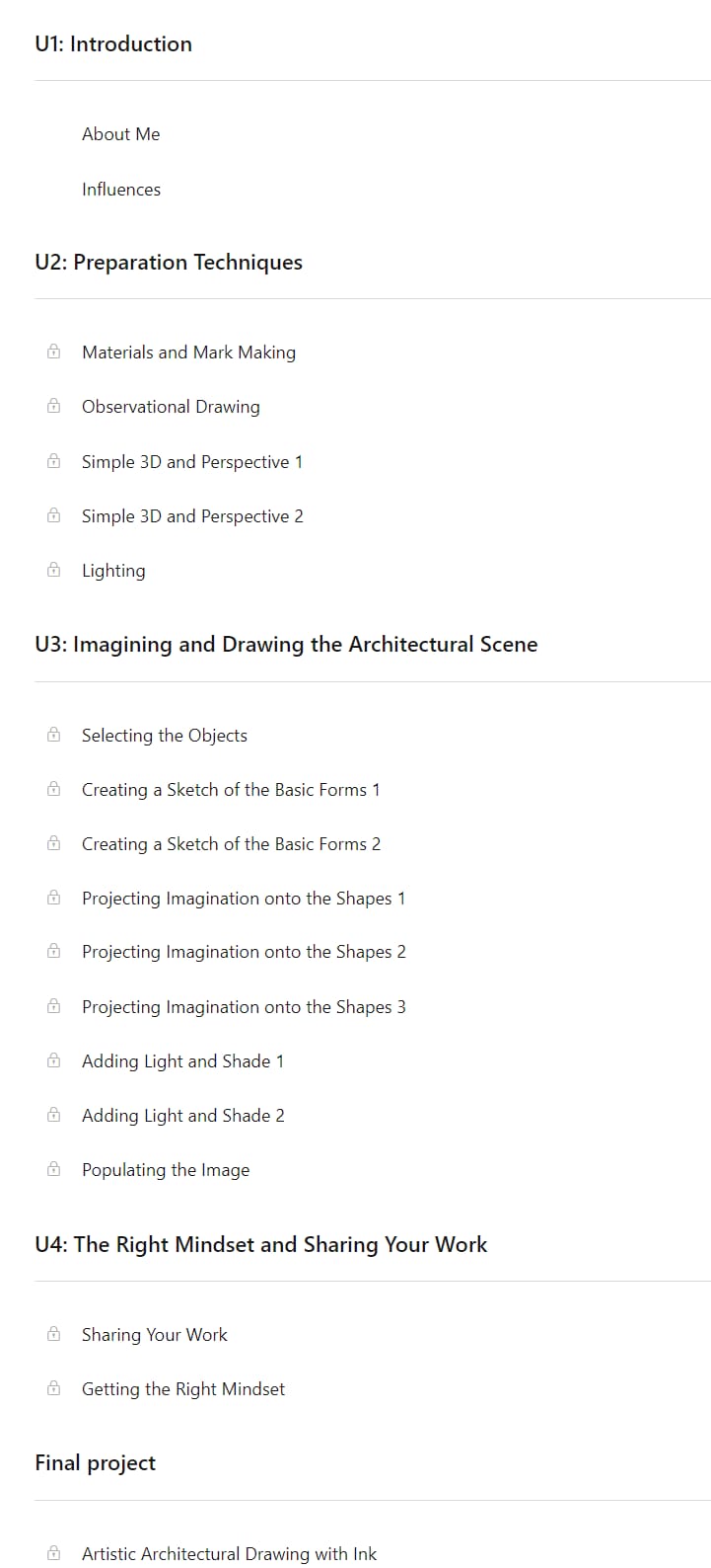 Course topics · Artistic Architectural Drawing with Ink 2023-2