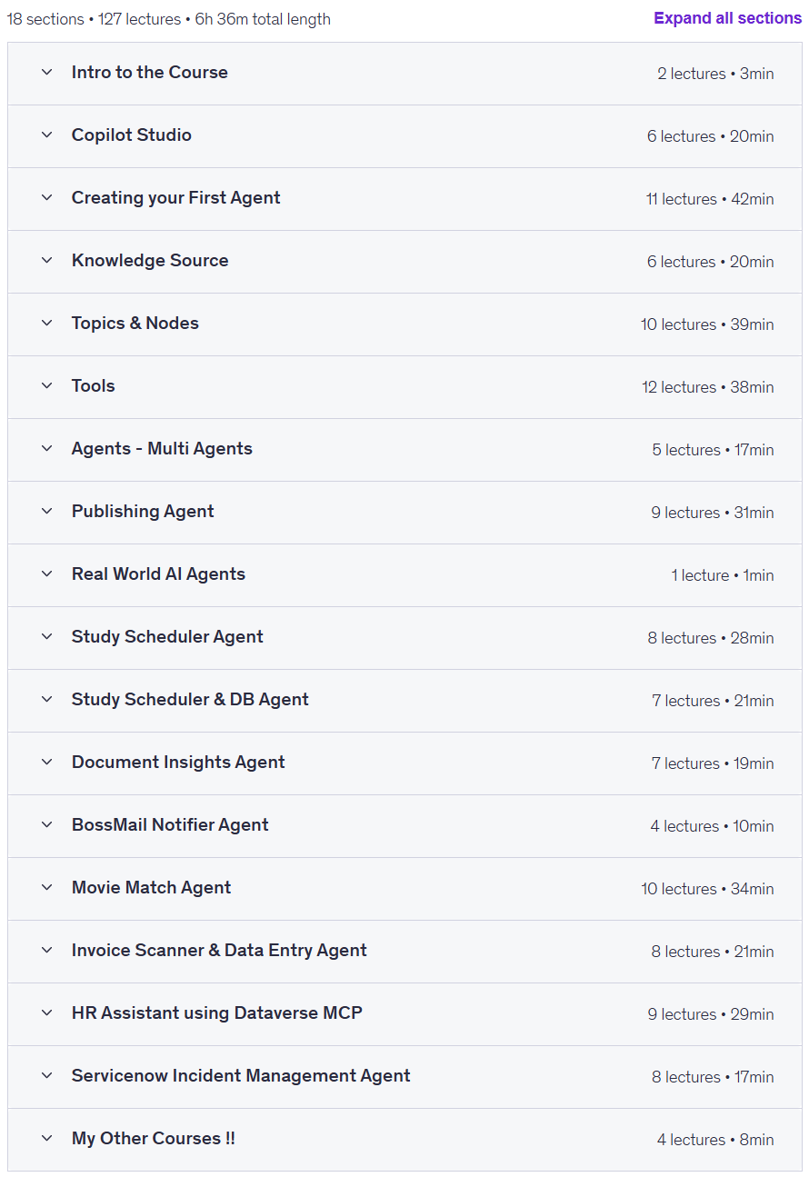موضوعات الدورة · Copilot Studio: Build Real-World Agents-Beginner to Pro 2025-9