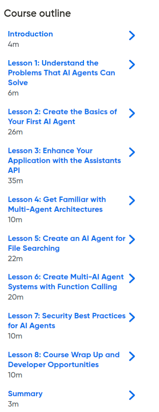 Course topics · Oreilly – Building Intelligent AI Agents 2025-9