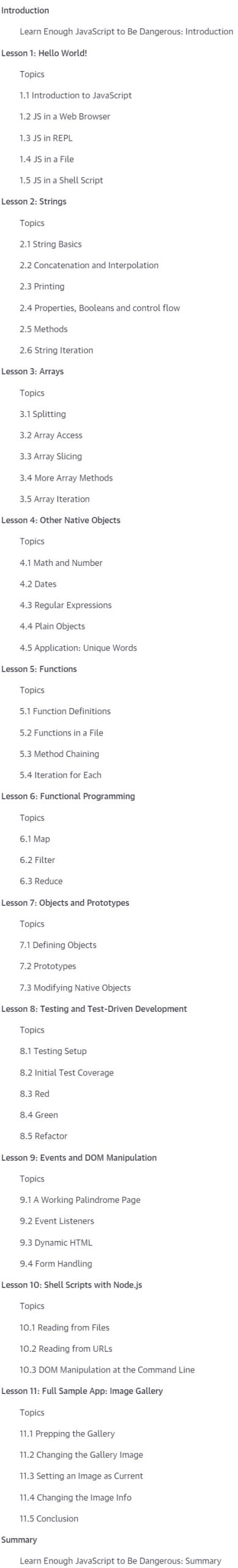 Course topics · Oreilly — Learn Enough JavaScript to Be Dangerous: Write Programs, Publish Packages, and Develop Interactive Websites with JavaScript 2022-9