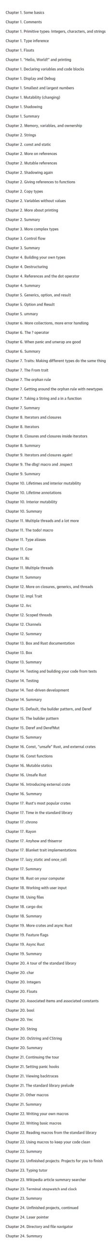 Course topics · Oreilly — Learn Rust in a Month of Lunches, Video Edition 2024-4