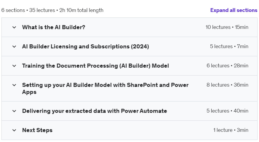 Course topics · Advanced RPA – AI Builder With Power Automate & Power Apps 2024-9