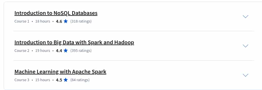 Course topics · NoSQL, Big Data, and Spark Foundations Specialization 2024-12