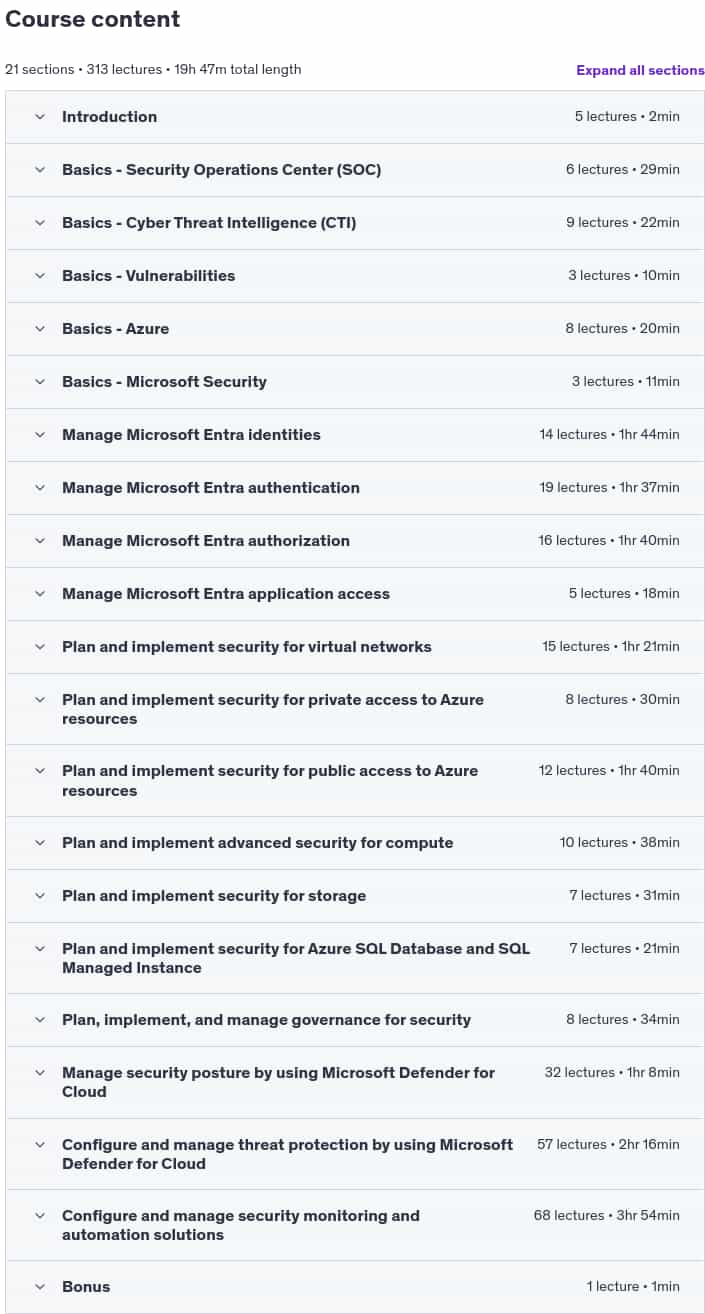 Sujets du cours · Microsoft est-500Associé d'ingénieurs de sécurité Azure 2025-3