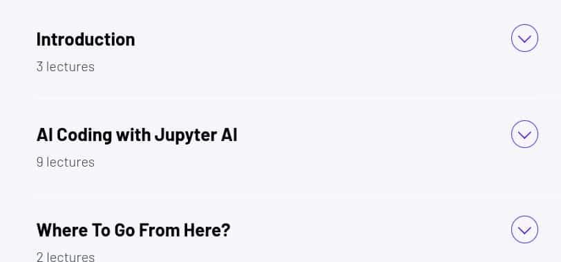 Course topics · ZeroToMastery — AI Coding with Jupyter AI 2025-4