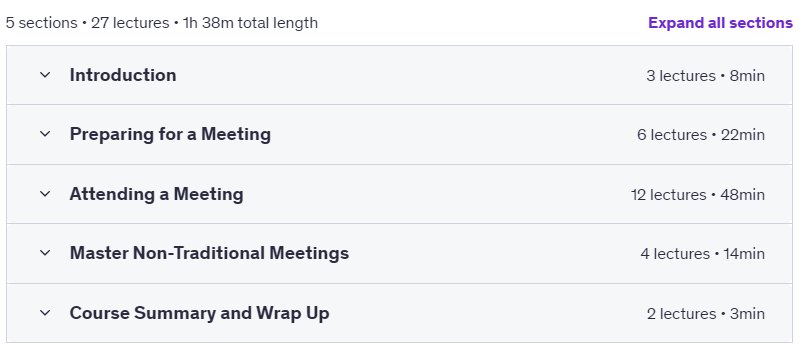 Course topics · Udemy — Business English for Meetings 2023-10