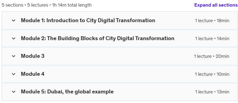 Course topics · Udemy — Dubai Inspired, City Digital Transformation 2024-8