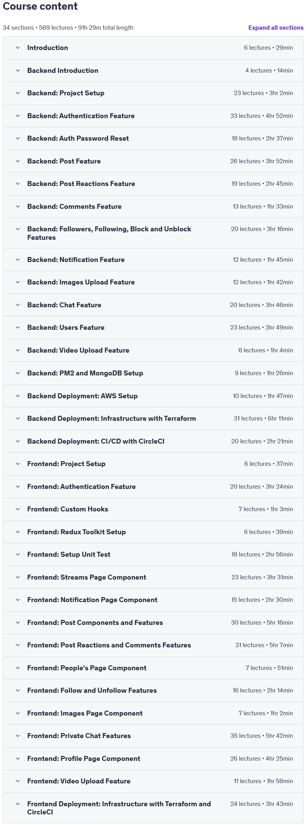 Course topics · Node with React: Build & Deploy a Fullstack Web Application 2025-4