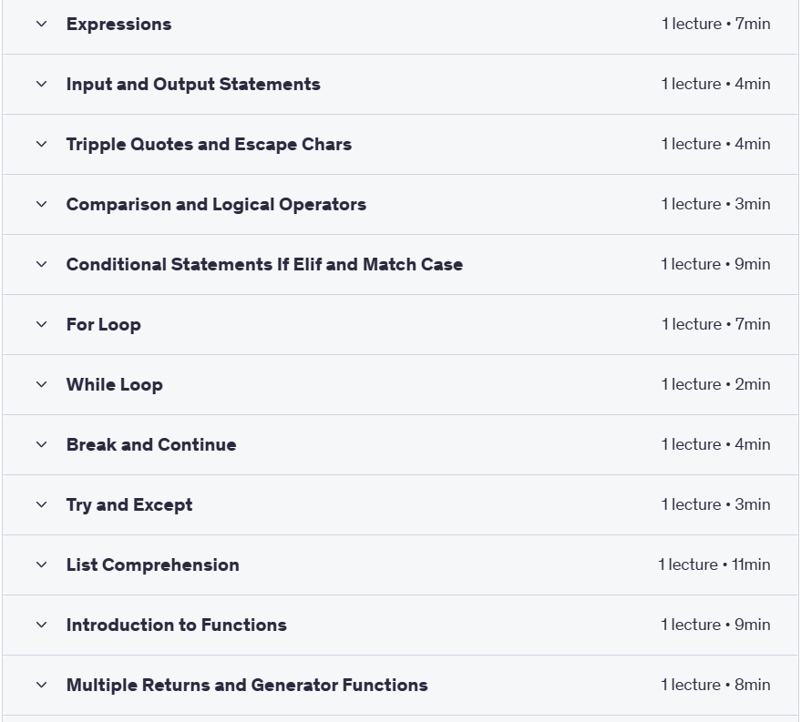 Course topics · Python Essentials: The Complete Core Language Guide 2025-2