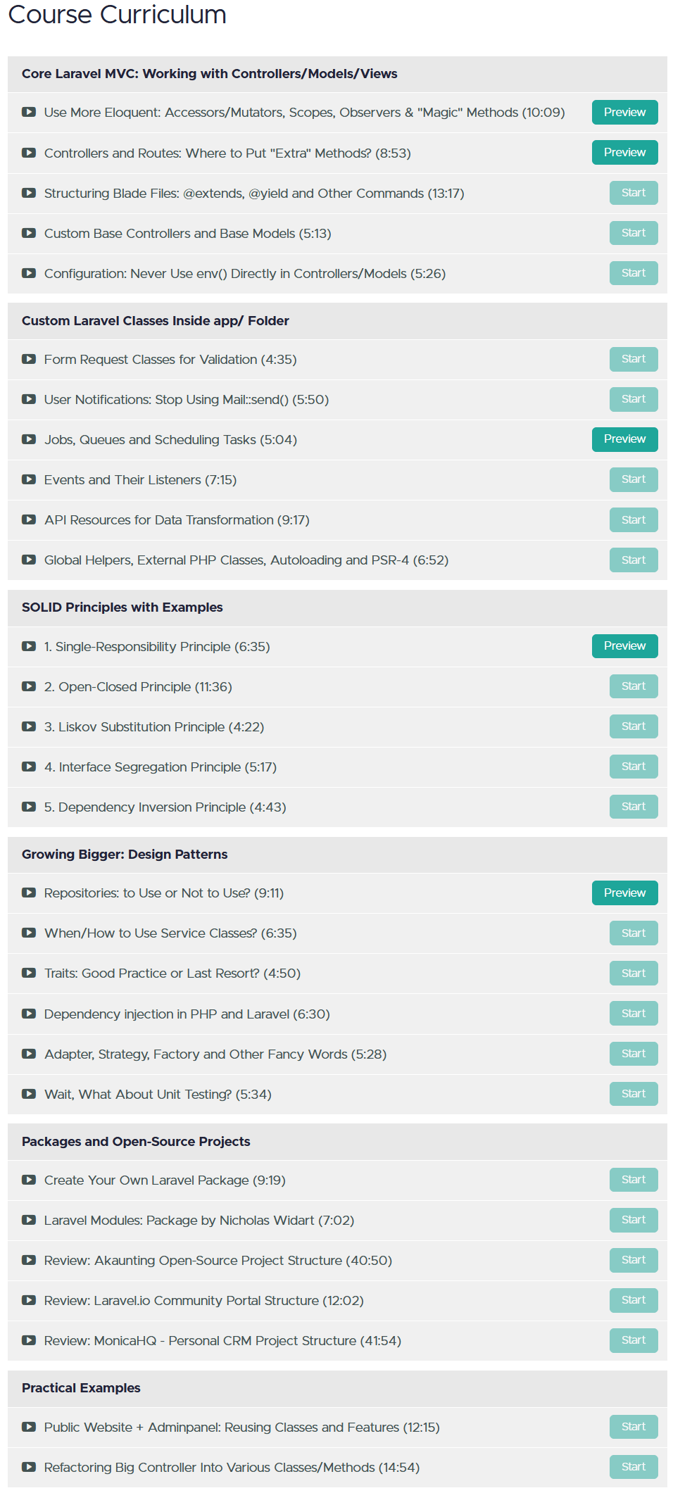 Course topics · Laravel Daily – How to Structure Laravel Project 2019-1