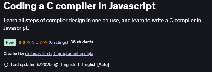 Pictures · Udemy — Coding a C compiler in Javascript 2025-8