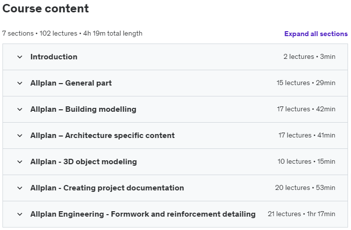 Course topics · Allplan Architecture and Engineering Course 2023-11