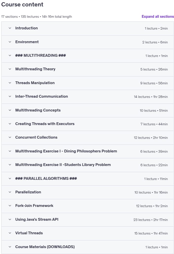 Course topics · Concurrency, Multithreading and Parallel Computing in Java 2025-8