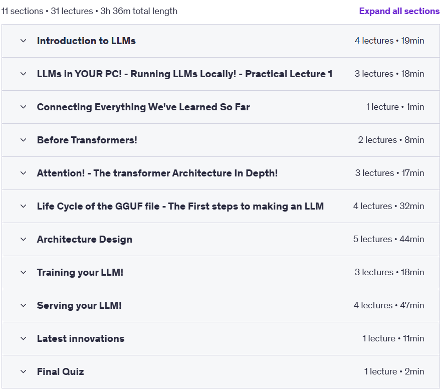 Course topics · LLM Mastery: From Raw Data to Running Model – How They WORK! 2025-7