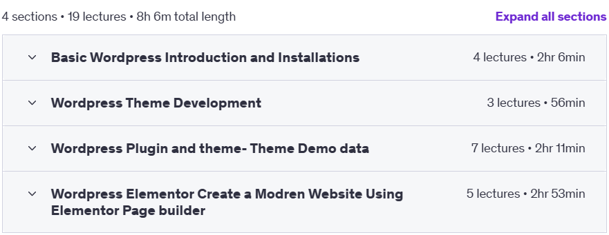 Course topics · Udemy — Master WordPress: A Comprehensive Guide to Building Stunning 2024-2