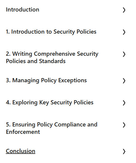 Course topics · LinkedIn — Writing Security Policies and Standards 2024-9