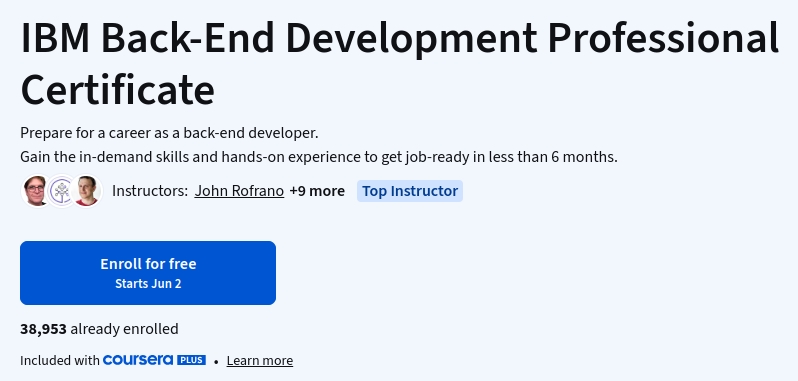 Images · Certificat de développement professionnel IBM Back-End 2026-6